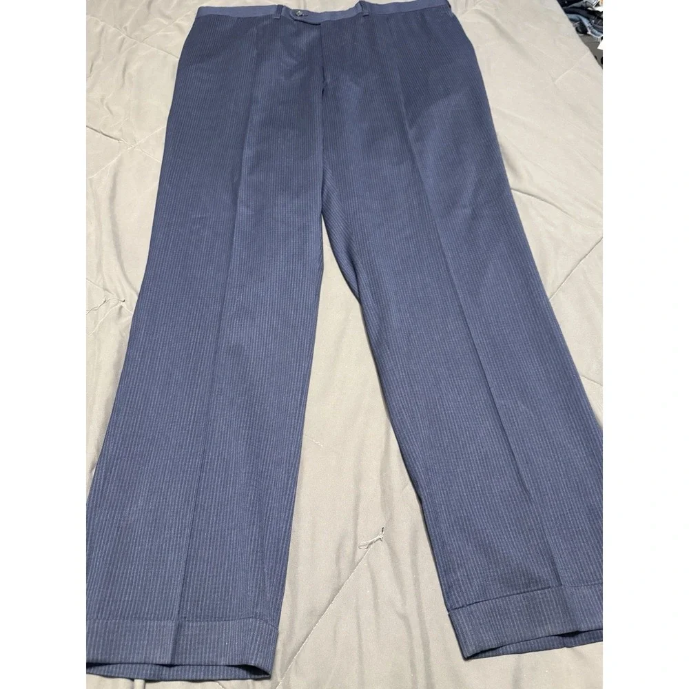 Loro Piana On The Move Performance Suite Navy Stripe‎ Wool Silk 46L 40W Cremieux